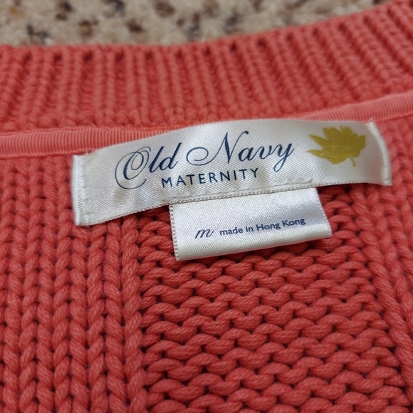 Old Navy Maternity Womens Coral Cardigan Sweater Size M Short Sleeve Button Up - Picture 7 of 9